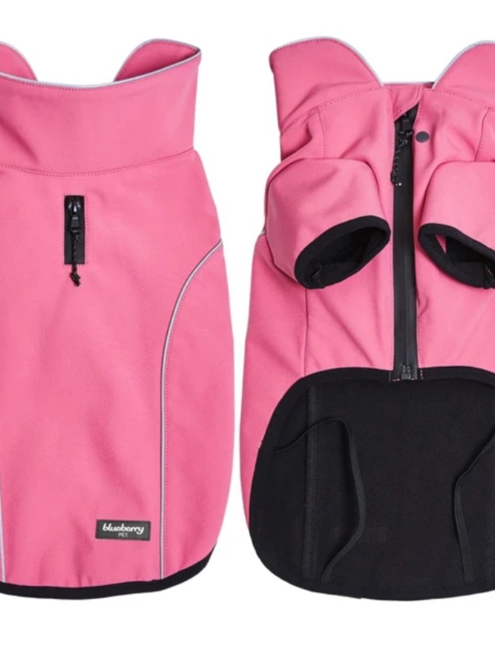 Pink Softshell Dog Jacket with Reflective Trim